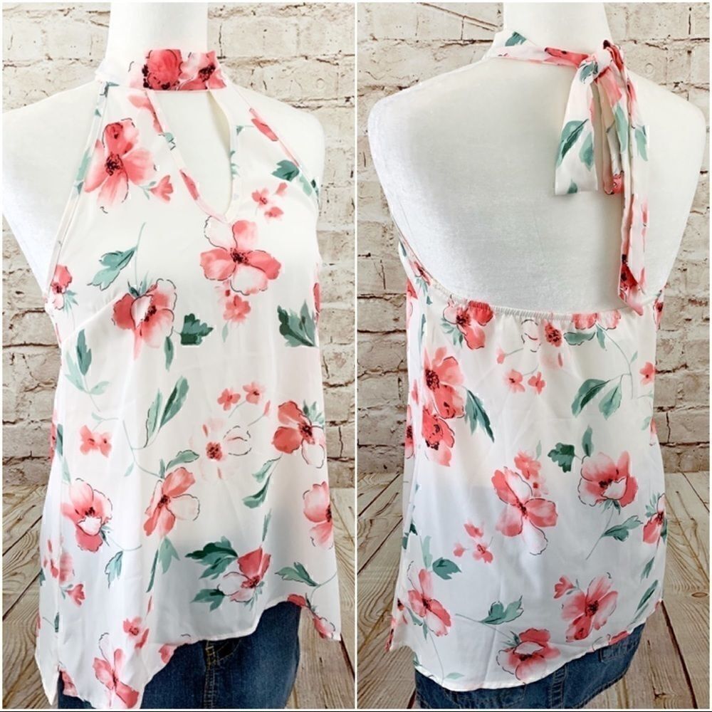 Sienna Sky floral sleeveless halter blouse